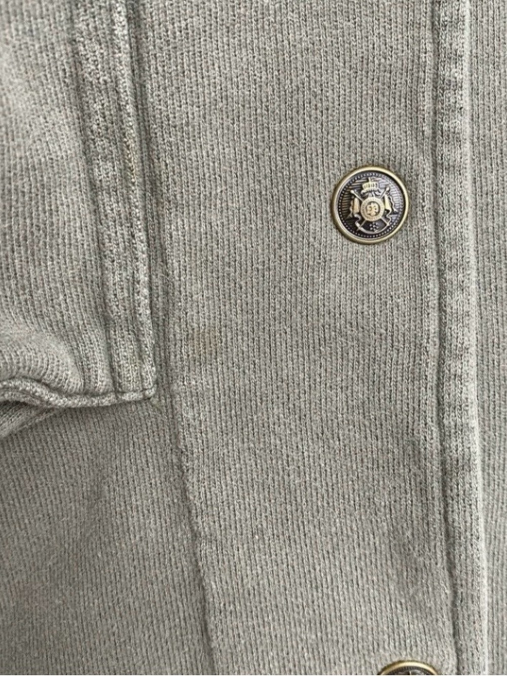 Free People Womens Olive Gray Snap Button Oversize Sweatshirt Jacket Size Large - Picture 13 of 16
